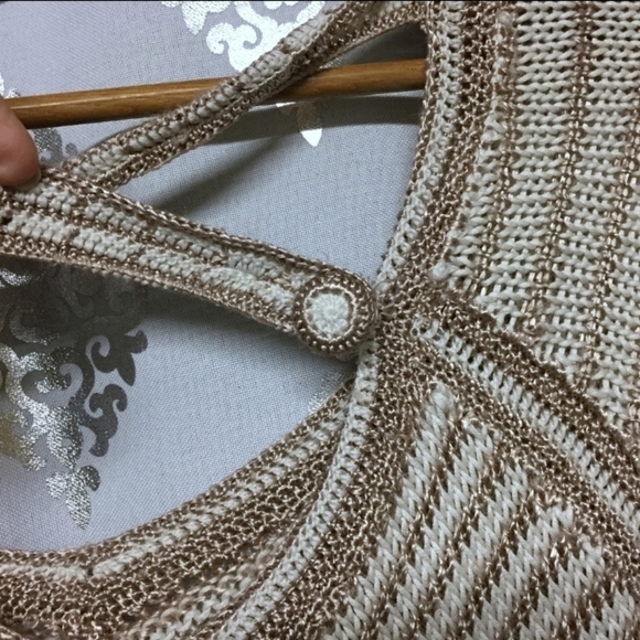 Nanette Lepore Crochet Gold and Cream Holiday Sweater - Picture 7 of 8
